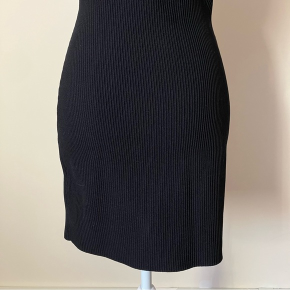 Aritzia Babaton Black Sleeveless Rib Knit Sleeveless Bodycon Mini Dress size Med - Picture 8 of 10